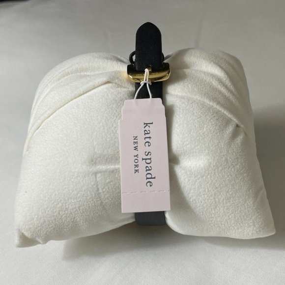NEW Kate Spade watch gold case black leather strap NWT wristwatch brand new NWT - Picture 4 of 7